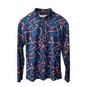 Gottex Moisture Wick Golf Tennis Half Zip Top Size Small Equestrian Belt Design